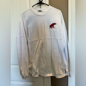 Spirit White oversized Long-Sleeve Jersey Tee with Red Elephant ROLL TIDE small